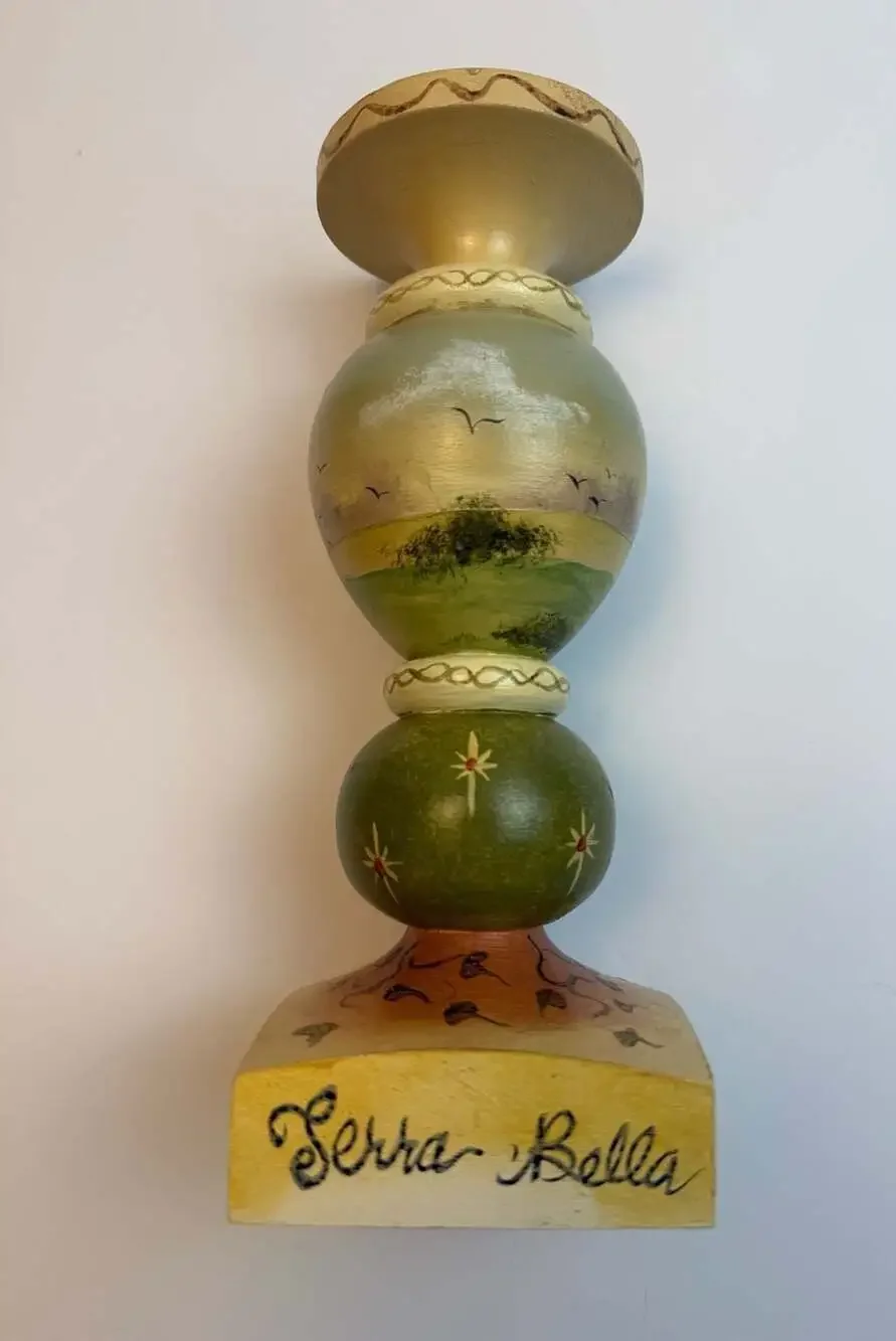 Gracey Knight Ltd Serra Bella Hand Painted Wooden Candlestick Holder